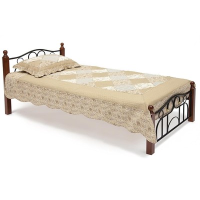 Кровать односпальная «AT – 808», с основанием, 900×2000 мм, цвет красный дуб/чёрный