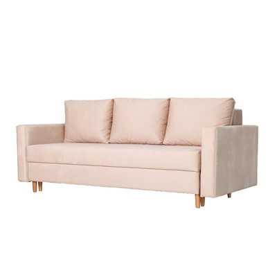 Прямой диван «Ванкувер», механизм еврокнижка, велюр, цвет бежевый