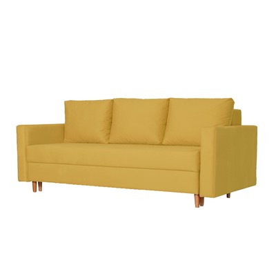 Прямой диван «Ванкувер», механизм еврокнижка, велюр, цвет горчичный