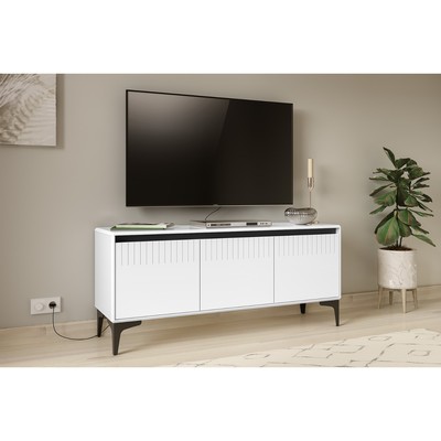 Тумба под ТВ «Муар 13.261.01», 1368×400×590 мм, цвет белый премиум / белый глянец