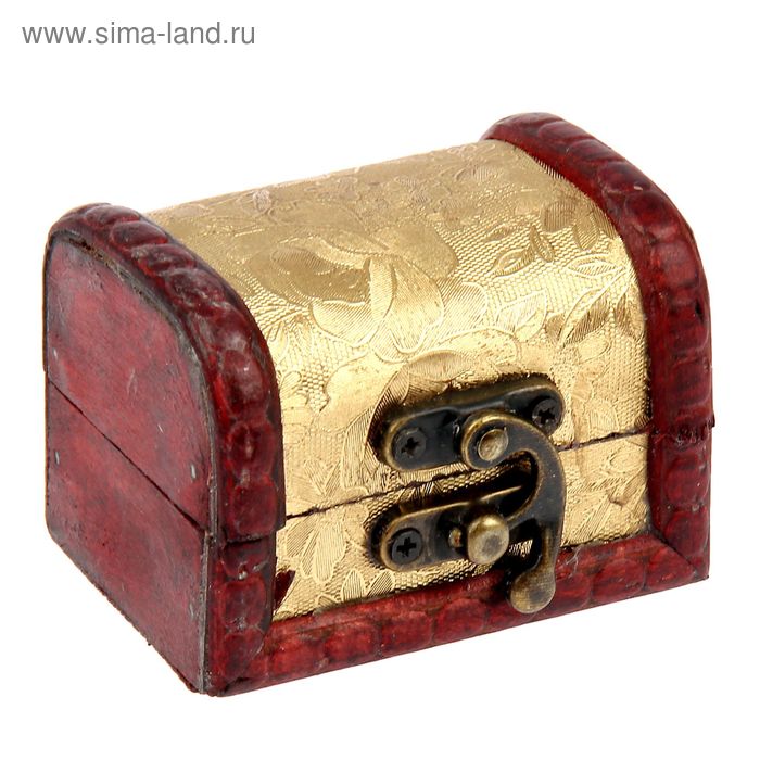 Шкатулка сундучок дерево "Золотые цветы" 7,5х5х5,5 см - Фото 1