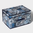 Короб стеллажный для хранения с крышкой Доляна «Мозаика», 40×30×25 см, цвет синий - фото 285339352