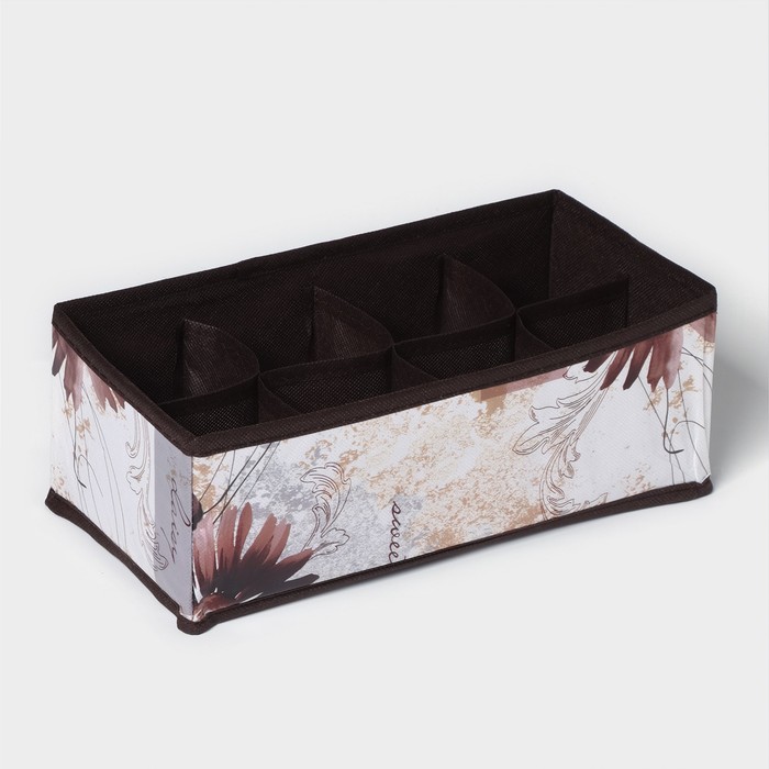 Органайзер для хранения белья Доляна «Астра», 8 ячеек, 28×14×10 см, цвет коричневый - Фото 1