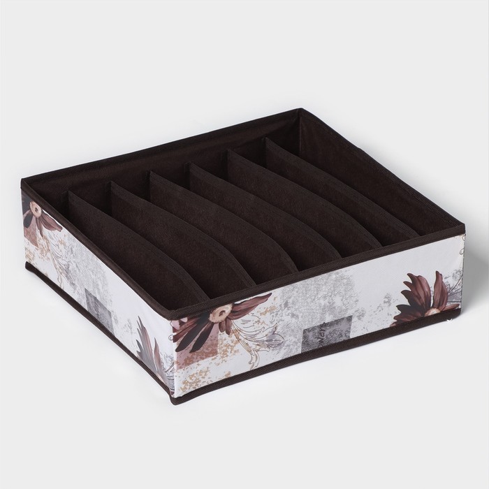 Органайзер для хранения белья Доляна «Астра», 7 ячеек, 34×30,5×10 см, цвет коричневый - Фото 1