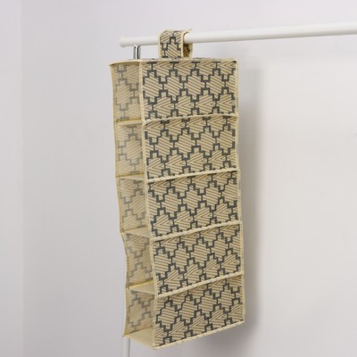 Органайзер подвесной Доляна «Гэтс», 5 отделений, 30×15×70 см, бежевый