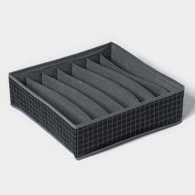 Органайзер для хранения белья Доляна «Кло», 7 отделений, 34×30,5×10 см, цвет чёрный