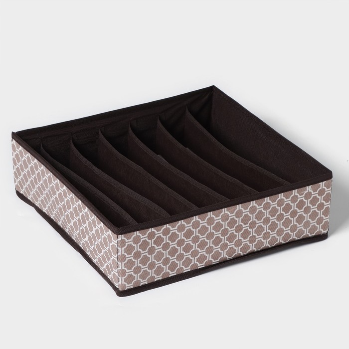 Органайзер для хранения белья Доляна «Браун», 7 ячеек, 34×30.5×10 см, коричневый - Фото 1