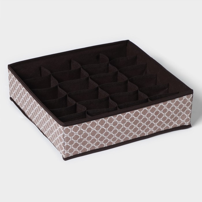 Органайзер для хранения белья Доляна «Браун», 24 ячейки, 30×33×10 см, коричневый - Фото 1