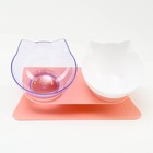 Миски пластиковые на розовой подставке 27,5 х 14 х 15 см прозрачная/белая - Фото 2