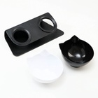 Миски, 27.5×14×15 см, 2 шт., на чёрной подставке, пластик, чёрная, белая 7519735