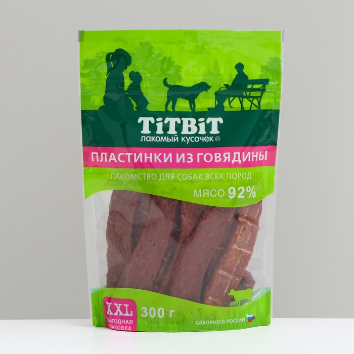 Лакомство TitBit для собак Пластинки из говядины для всех пород, 300 г - Фото 1
