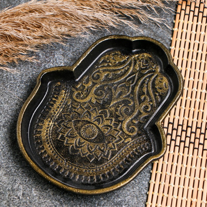 Подставка для благовоний "Ладонь" черное золото, 15х12см - фото 1907505812