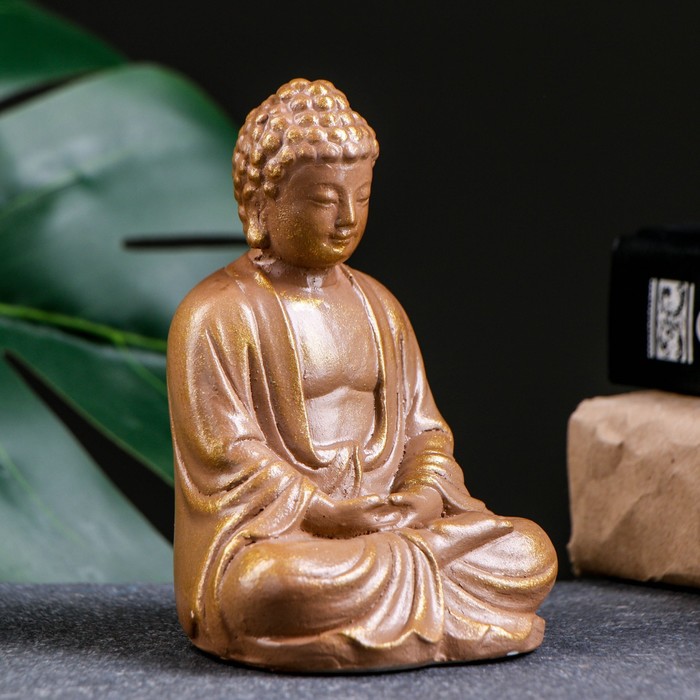 Подставка для благовоний &quot;Будда сидит&quot; коричневое золото, 12см
