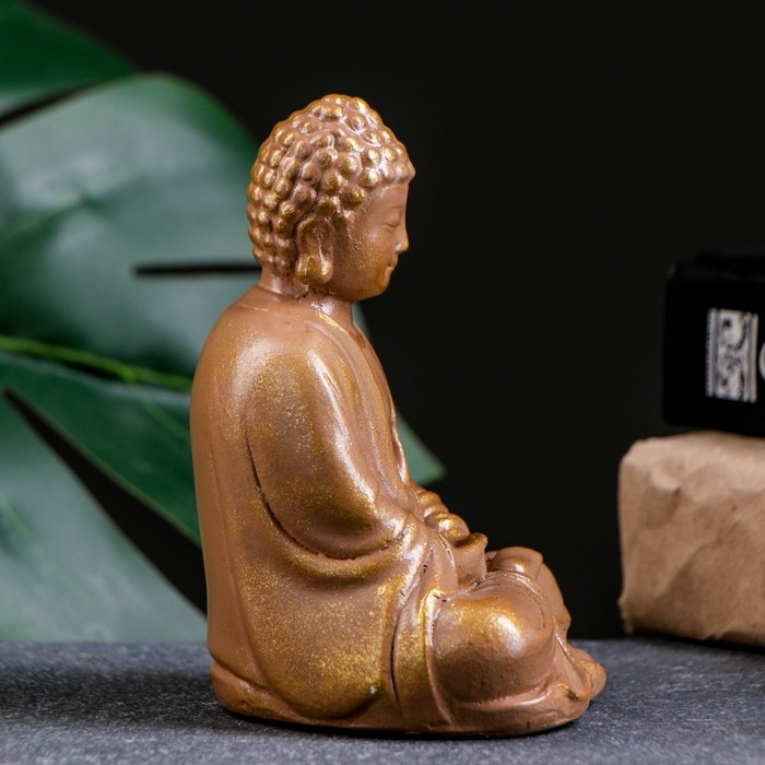 Подставка для благовоний "Будда сидит" коричневое золото, 12см - фото 1907505816