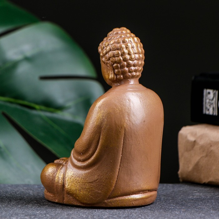 Подставка для благовоний "Будда сидит" коричневое золото, 12см - фото 1907505817