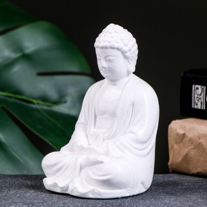 Подставка для благовоний "Будда сидит" белый, 12см - фото 1888384036