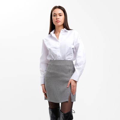 Юбка с разрезом мини женская MIST: Classic Collection, размер 48, чёрная, белая