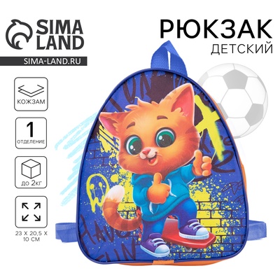Рюкзак детский для мальчика «Кот и граффити», 23×20.5 см, отдел на молнии