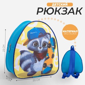 Рюкзак детский для мальчика «Енот скейтер», 23х20,5 см, отдел на молнии