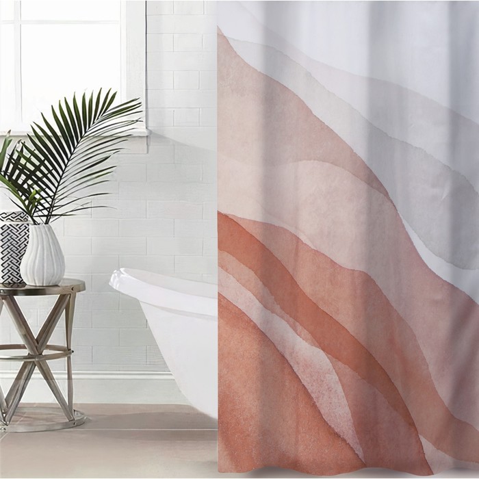 Штора для ванной Доляна «Беж», с люверсами, 180×180 см, полиэстер - Фото 1