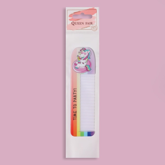 Расчёска «ЕДИНОРОГ ПАТИ», с ручкой, фигурная, 14,7 × 3,7, разноцветная - фото 1883965644