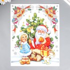 Декоративная наклейка "Дед мороз и снегурочка" 30х38 см - фото 319003868