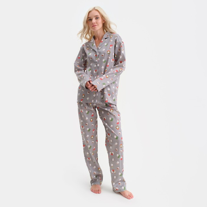 Пижама новогодняя женская KAFTAN Зайка, цвет серый, размер 52-54 - Фото 1