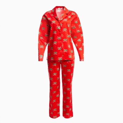 Пижама новогодняя женская (рубашка, брюки) KAFTAN «Машинки», размер 52-54, красная