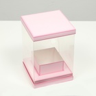 Коробка для цветов с вазой и PVC окнами складная, розовый, 16×23×16 см 7668278