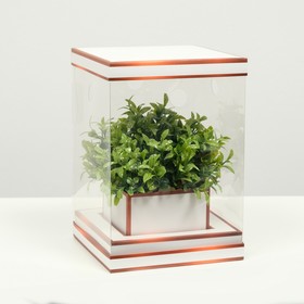 Коробка для цветов с вазой и PVC окнами складная, бронза, 16 х 23 х 16 см