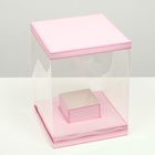 Коробка для цветов с вазой и PVC окнами складная, розовый, 23×30×23 см 7668283