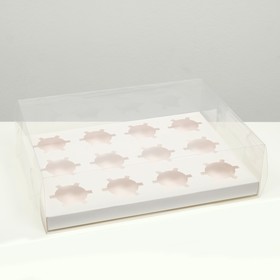 Коробка на 12 капкейков, белая, 34,7 × 26,3 × 10 см