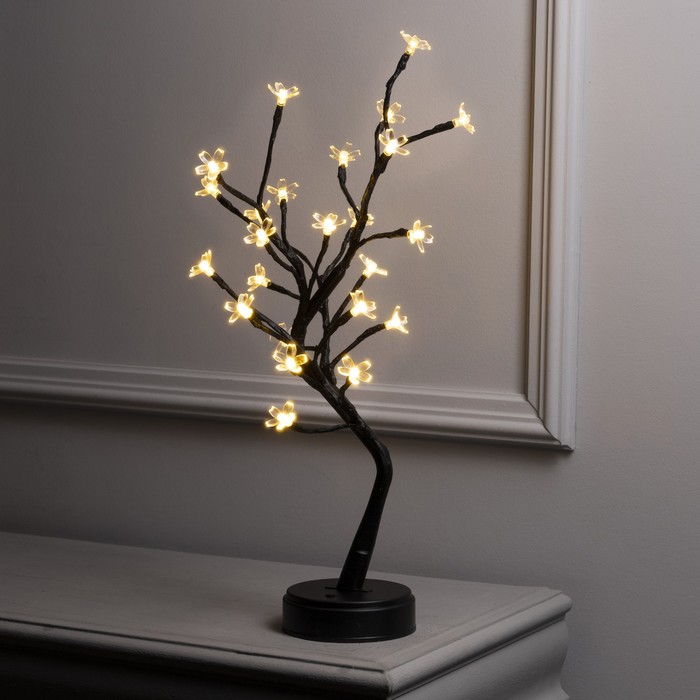 

Светодиодный куст «Цветы» 45 см, 24 LED, постоянное свечение, батарейки ААх3 (не в комплекте), USB, свечение тёплое белое