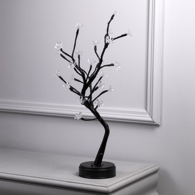 Светодиодный куст «Цветы» 45 см, 24 LED, постоянное свечение, от батареек AAx3, USB, свечение тёплое белое