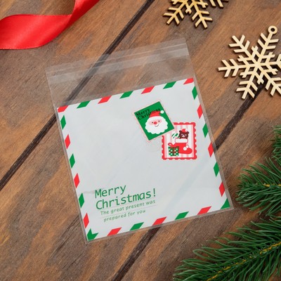 Пакет подарочный новогодний БОПП с липкой лентой, «Новогодняя почта», 10×11 см