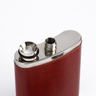 Фляжка Мастер К, 240 мл, 3 стопки и воронка, в чехле, 8 oz, нержавеющая сталь, экокожа, красная - Фото 3