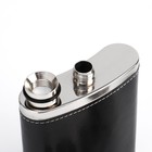 Фляжка Мастер К, 240 мл, 3 стопки и воронка, в чехле, 8 oz, нержавеющая сталь, экокожа, чёрная - Фото 3