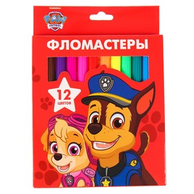 Фломастеры, 12 цветов, в картонной коробке, «Щенячий патруль»