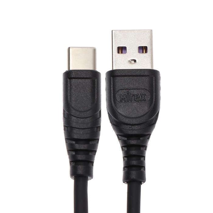 Кабель Mirex (13700-007T3BK), Type-C - USB, 3 А, 1.2 м, быстрая зарядка, черный - фото 51456580