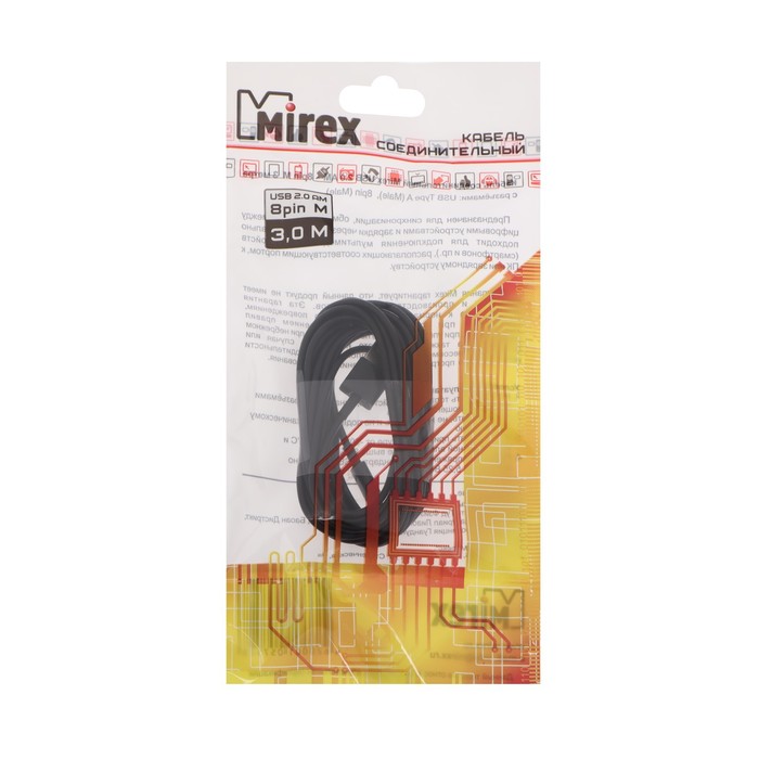 Кабель Mirex (13700-AM8PM30B), Lightning  - USB, 3 м, черный - фото 51456587