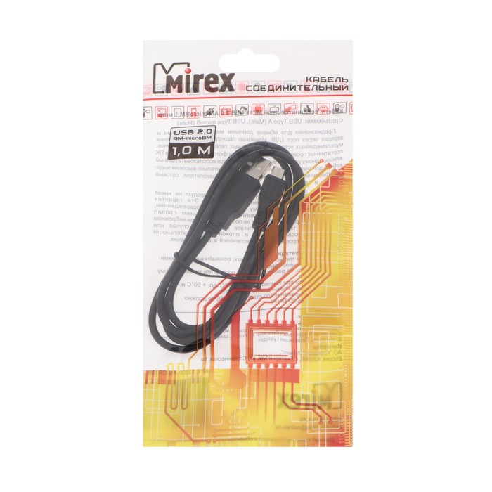 Кабель Mirex (13700-AMICR10B), microUSB   - USB, 1 м, черный - фото 51456592