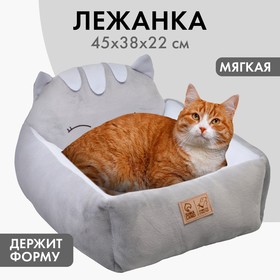 Лежанка с бортиком «Милый котёнок» 45х38х22 см