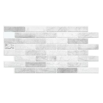 Стеновая панель ПВХ «Кирпич дымчатый», 485×960 мм, цвет белый/серый