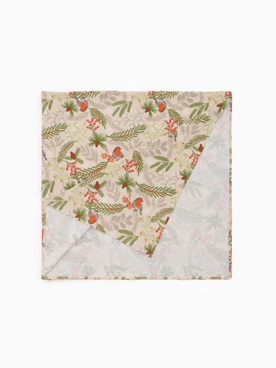 Скатерть новогодняя Доляна Bullfinch=149×110+/- 3 см, 100% хлопок, рогожка 164 г/м²