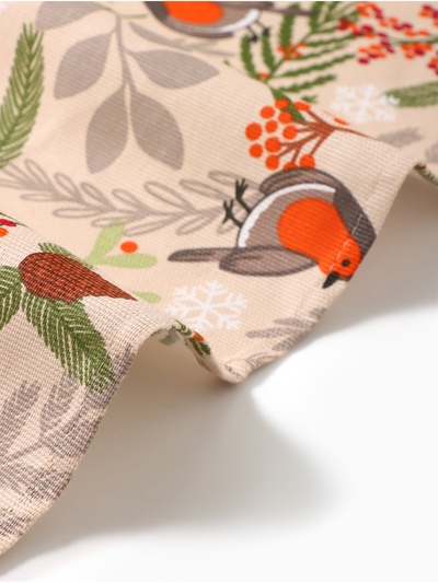 Скатерть новогодняя Доляна Bullfinch=149×110+/- 3 см, 100% хлопок, рогожка 164 г/м²