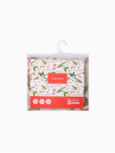 Скатерть новогодняя Доляна Bullfinch=149×110+/- 3 см, 100% хлопок, рогожка 164 г/м²