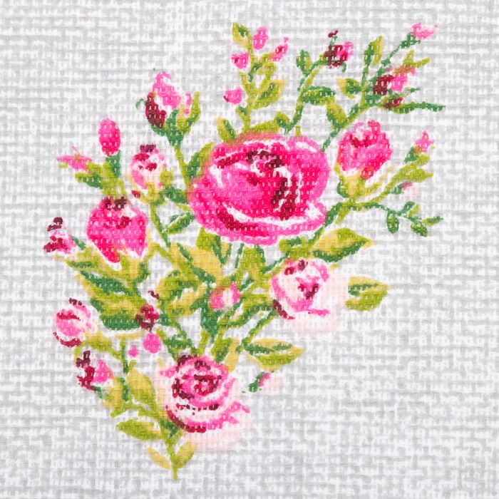 Набор кухонных полотенец Доляна Roses on linen 35х60 см - 3 шт., 100% хлопок, рогожка 164 г/м2 - фото 1927965207