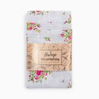 Набор кухонных полотенец Доляна Roses on linen 35×60 см - 3 шт., 100% хлопок, рогожка 164 г/м² 9149327