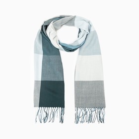 Палантин текстильный, цвет серый/голубой, размер 68х175