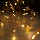 Гирлянда «Нить» 10 м роса, IP20, медная нить, 100 LED, свечение тёплое белое, 12 В, УЦЕНКА 9227153